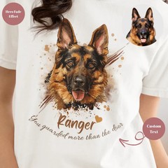 Custom Pet Portrait Watercolor Dog Comfort Tee Personalized Dog Lover Gift Shirt