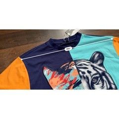 BLACK LEAF SPLIT TIGER SHIRT MENS SZ LARGE MULTI-COLOR