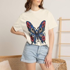 Cerulean Hibiscus Reaper Moth Graphic Tee