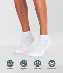 Mens Ankle Socks 6 Pack, White Quarter Socks with Cushion for Running Athleti…