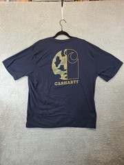 Carhartt Pocket T Shirt Mens XL Navy Camo Graphic Back Relaxed Fit Lightweight