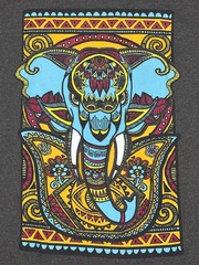 Lost Gods Bhangra Elephant T Shirt Mens L Colorful Henna Mandala Graphic Tee