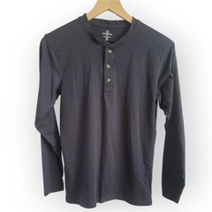 Real Essentials Men’s Henley Shirts (2) – Green and Navy – Size S