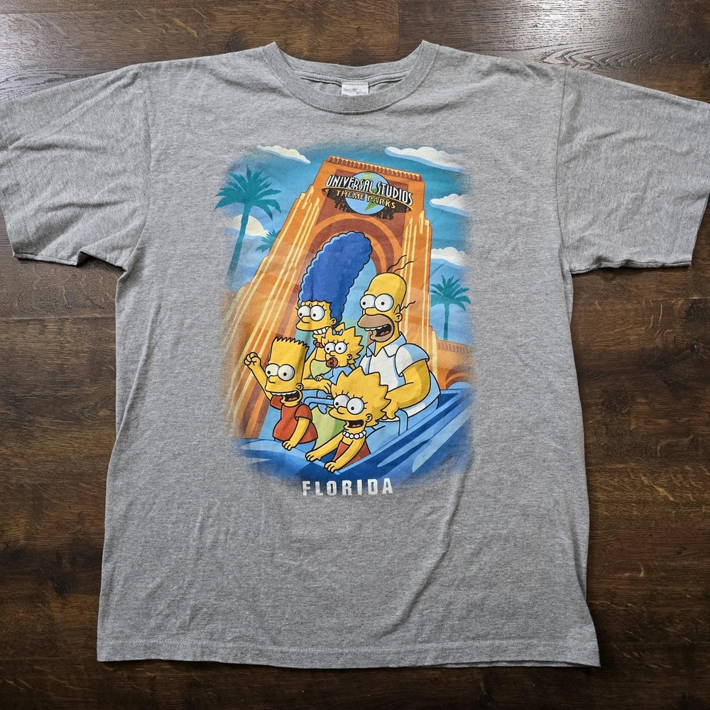 Universal Studios Simpsons Shirt Mens Large Gray Florida Theme Park Graphic Tee