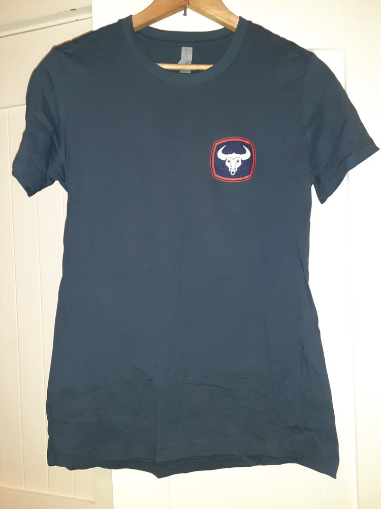 T-BONES STRONG (Plymouth MA Short Sleeve Next Level TShirt Soldier Blue Size M