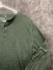 Apt 9 Premier Flex Henley Shirt Mens Medium Olive Green Cotton Knit Perfect Fit