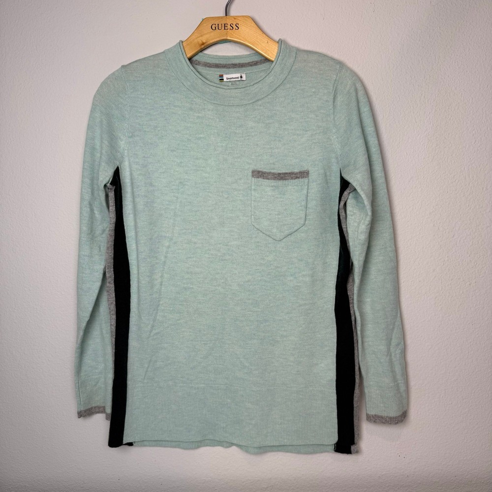 Smartwool Sz S Mint Shadow Pine Pocket Wool Blend Sweater Flaw Base Layer