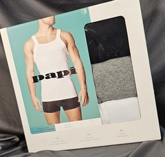 Papi 3 Modern Tanks L White Gray Black Premium Cotton Square Neck Tank Tops