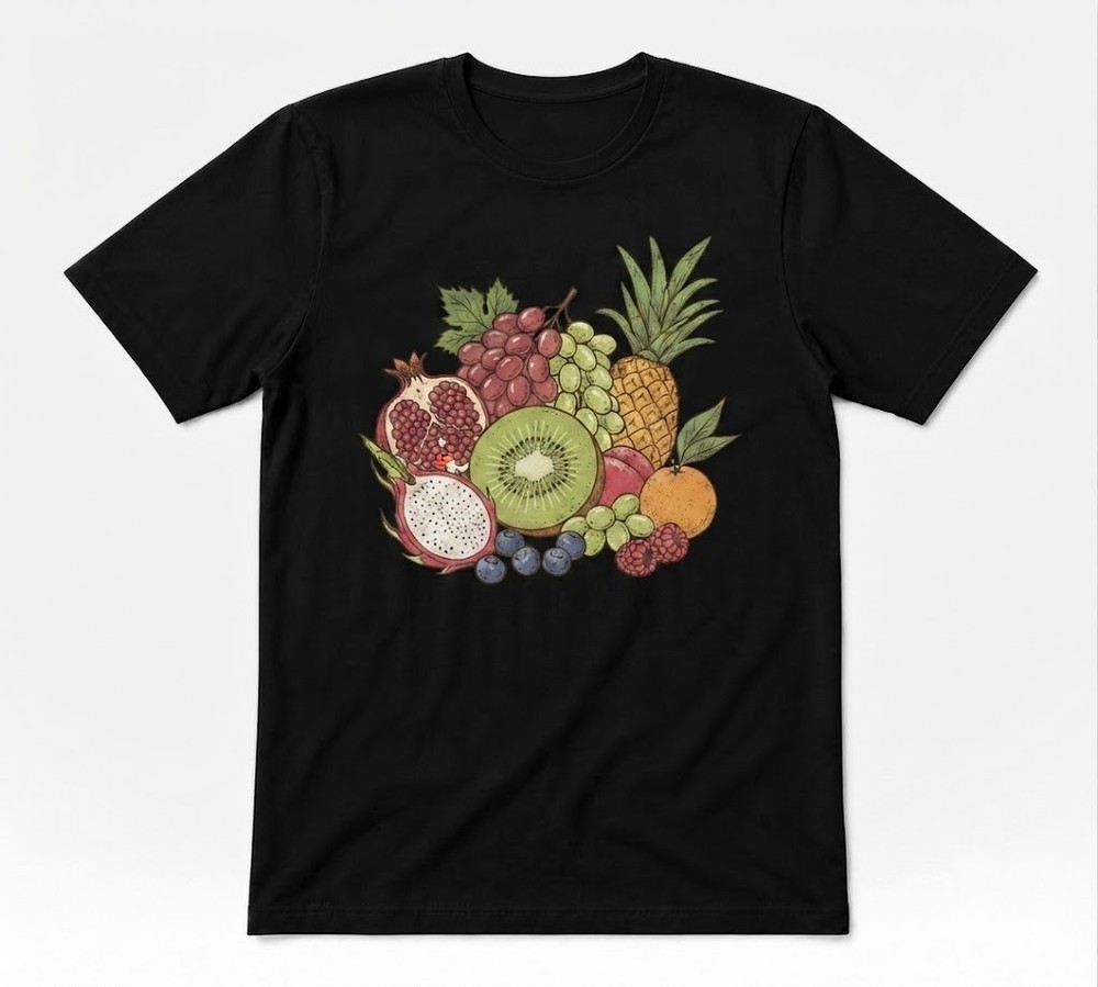 Fresh Vibes Fruit Cute Summer Fruit Healthy Lifestyle Black T-shirt