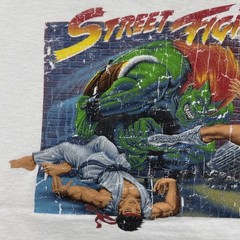 Street Fighter II Graphic T-Shirt White Retro Gaming 1991 Men’s M Double Sided