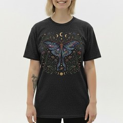Celestial Luna Moth T-Shirt Galaxy Moon Phases Witchy Boho Nature Lover Gift