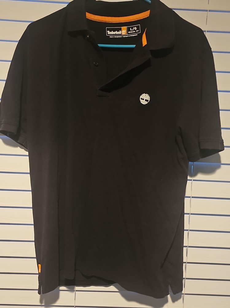 NWOT TIMBERLAND – Men’s BLACK Regular Fit Large Logo Polo Shirt