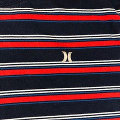 Hurley Shirt Men Medium Blue Stripped Surfer Skater Sports Logo Outdoor Athletic