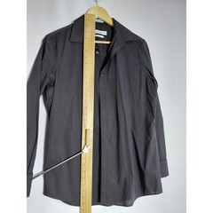 Calvin Klein Non Iron Button-Up Shirt Gray Solid Knit Long Sleeve Men Size S