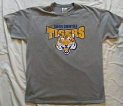 Vintage Calvin Christian Tigers School Men’s T-Shirt by Russell Athletic Sz XL