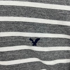 American Eagle Mens Striped T-Shirt Grey White Eagle Logo Short Sleeve Size M