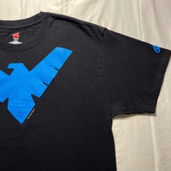 Vintage 1999 Nightwing DC Comics T Shirt Mens Large Black Graphitti Hanes Logo