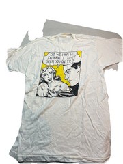 Vintage Roy Lichtenstein Flying Fish LA T-Shirt Shopping 1980s Large Pop Art!