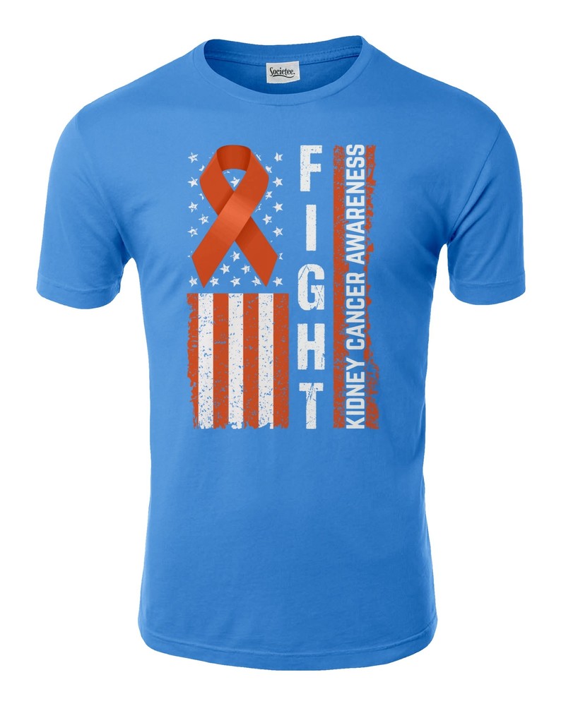 Fight Disease Kidney Cancer Awareness USA Flag Ribbon Unisex Tee Tshirt