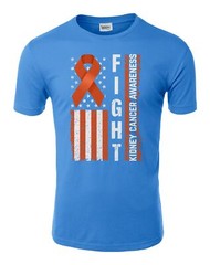 Fight Disease Kidney Cancer Awareness USA Flag Ribbon Unisex Tee Tshirt