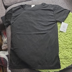 Men’s Black Solid Ribbed Cotton Knit Crew Neck Short Sleeve T-Shirt M