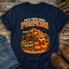 Pick Your Own Pumpkins Tshirt Graphic Tee Unisex Farm Fall Autumn Halloween