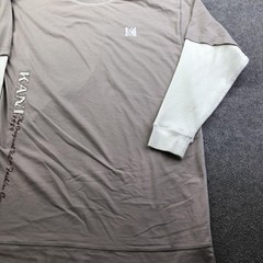 Vintage Karl Kani Shirt Men 2XL Beige Long Sleeve Thermal Embroidered Streetwear