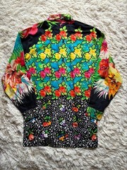 Versace All-over Print Shirt Medusa Buttons Multicolor Size L Vintage From Japan