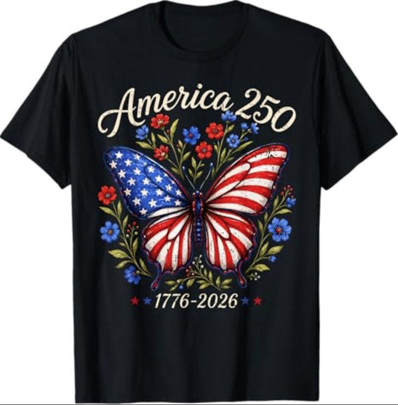 250th Anniversary Butterfly 250 Years 1776 2026 4th of July T-Shirt