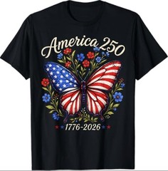 250th Anniversary Butterfly 250 Years 1776 2026 4th of July T-Shirt