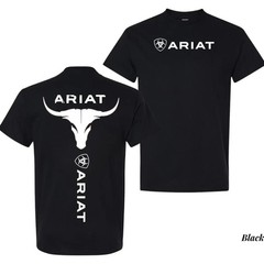 Ariatt T-shirt, Bold Bull Skull Graphic With Iconic Ariat Logo Shirt