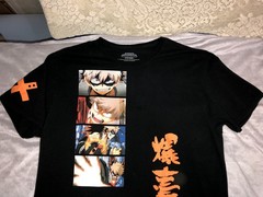 My Hero Academia New Adult T-Shirt – Panels of Bakugo & Ornage Kanji XL EUC A#1