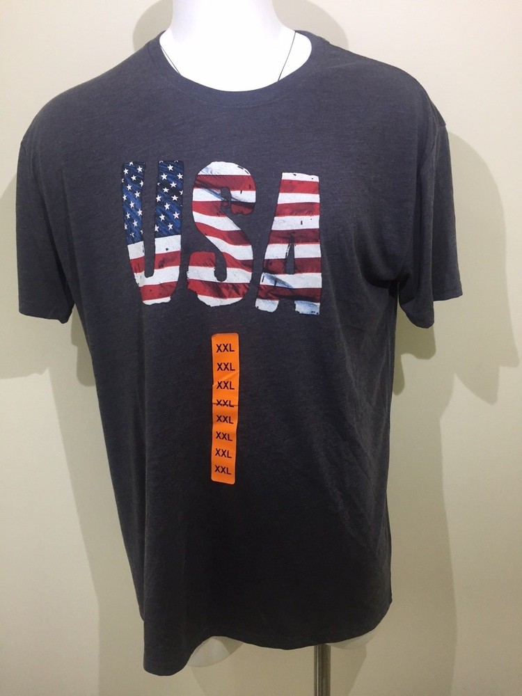 NWT Men’s Galt Signature American Shirt Charcoal Gray USA Red White Blue XXL 2XL