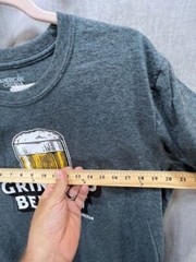 Grin And Beer It Shirt Adult Large Gray Short Sleeve Pullover Tee Mens