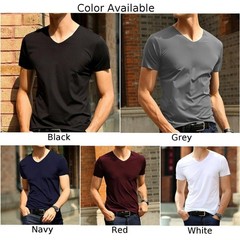 Japan Short Sleeve Mens Ice Silk Trackless T-shirt V-neck Slim Short-Sleeve Top
