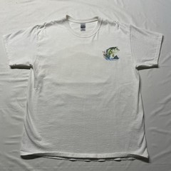 Bass Fishing Art T-Shirt Mens Large Living The Reel Life Dad Lake Beach Fish Y2K