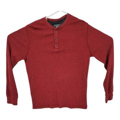 G.H. Bass Henley Shirt Medium Red Waffle Knit Thermal Men’s Thermal Camping