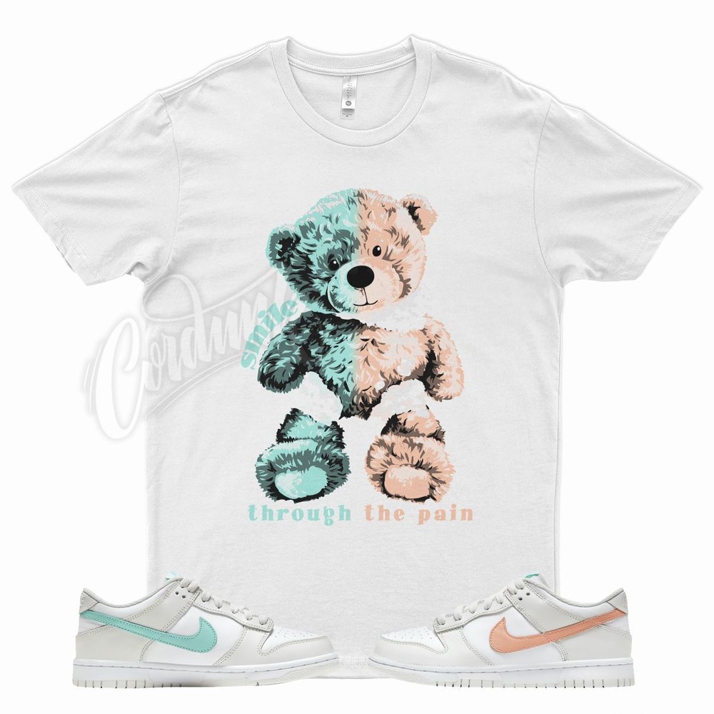 White SMILE T Shirt for N Dunk Low GS Tropical Twist Light Bone Peach Aqua