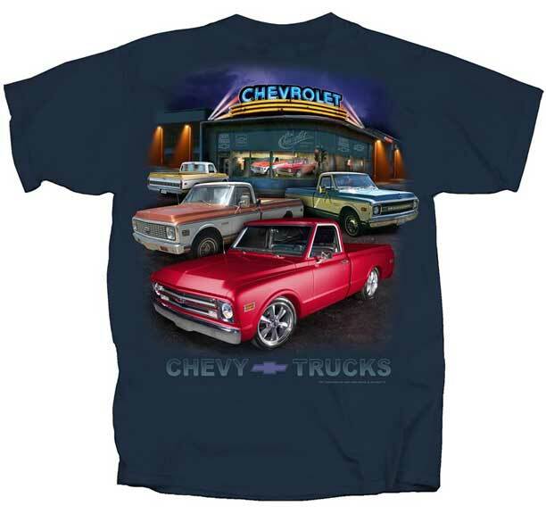 Chevrolet Chevrolet GM Pickup Trucks Dealer Scene 67-72 Cars T Shirt CVCTR-U