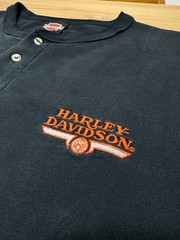 Vintage 90s Harley Davidson Henley Shirt XL Black Gainesville FL Single Stitch