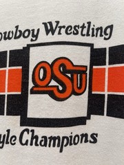 Sunkist Kids & Cowboy Wrestling Shirt OSU Vintage 1980s Freestyle USA OKST Pokes