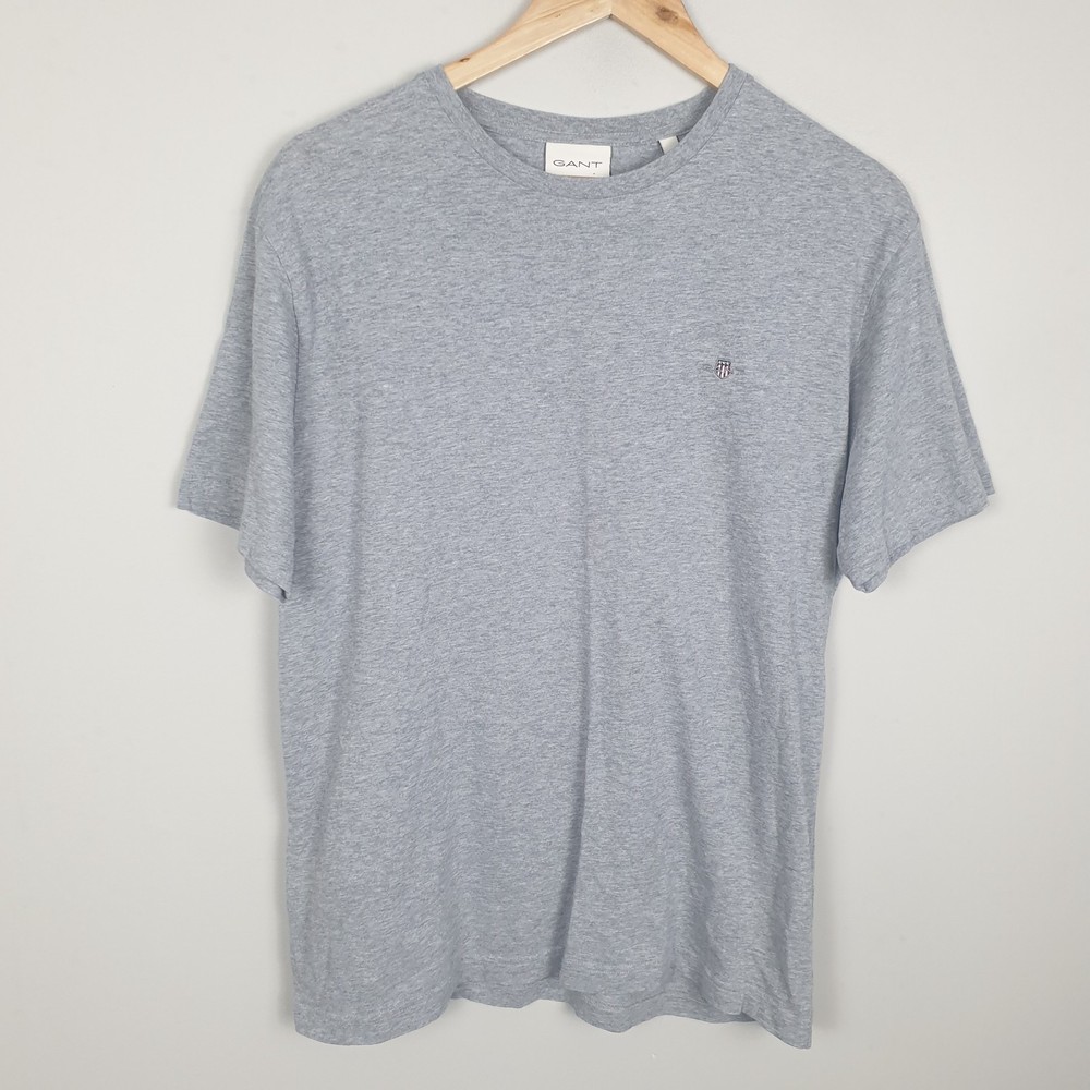 Gant T Shirt Mens Medium Grey Shield Logo Classic Preppy Casual Minimalist
