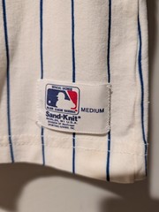 Vintage 80s New York Mets MLB Baseball Medium White Sand-Knit T-Shirt