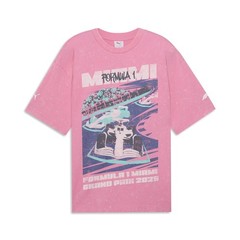 PUMA Miami Graphic Crew Neck Short Sleeve T-Shirt Mens Pink Casual Tops 63363804