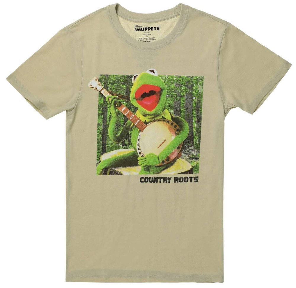NEW Kermit The Frog ‘Country Roots’ Graphic Tee T-Shirt Adult Medium Tan NWT