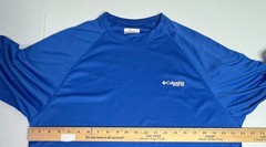 Columbia PFG Terminal Tackle Long Sleeve Shirt Mens M Blue USA Flag Triangle