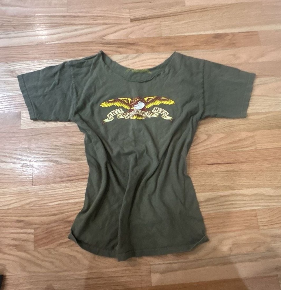 Off shoulder Antihero Eagle Logo T-Shirt Military Green