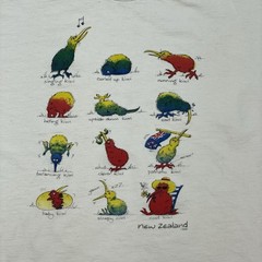 Vintage New Zealand T Shirt Kiwi Native Birds Sport Club Size XL White Cotton