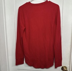 Hollister Men’s Red Solid Logo Long Sleeve Crew Neck Cotton Knit T-Shirt S