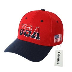 Unisex USA Baseball Cap Red Hat Embroidery Flag Cap Adjustable Size for Adult…